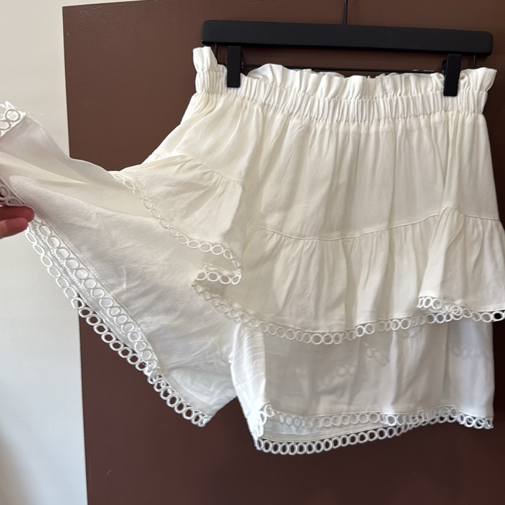 Anthropologie Bishop + Young White Lace Embellished Ruffle Skort - Picture 2 of 5